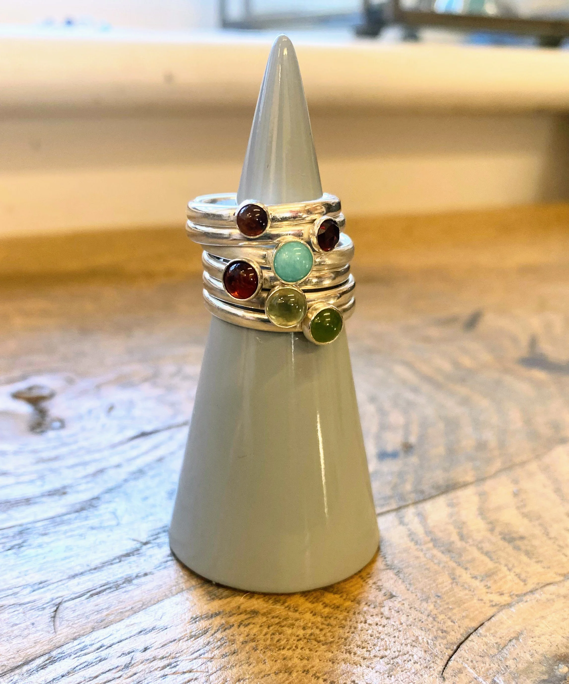 Stone set stacking rings