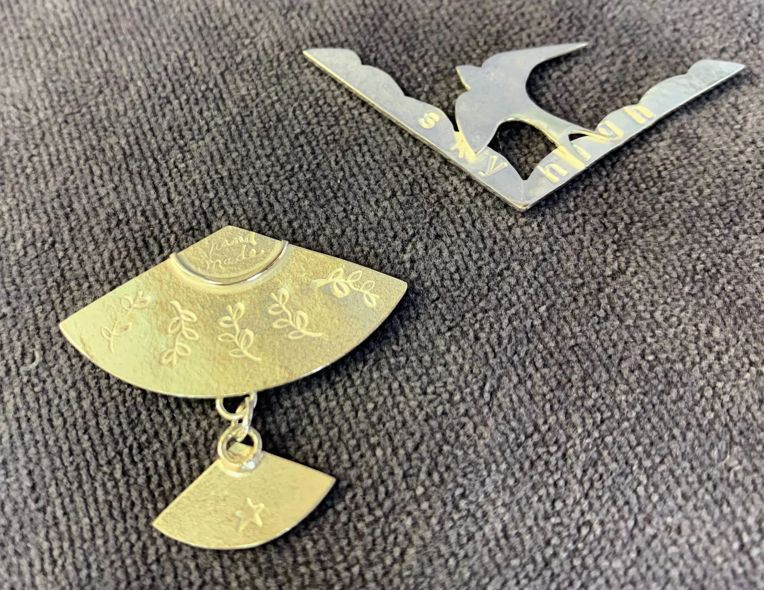 Sterling silver handmade pendant necklace and earrings.