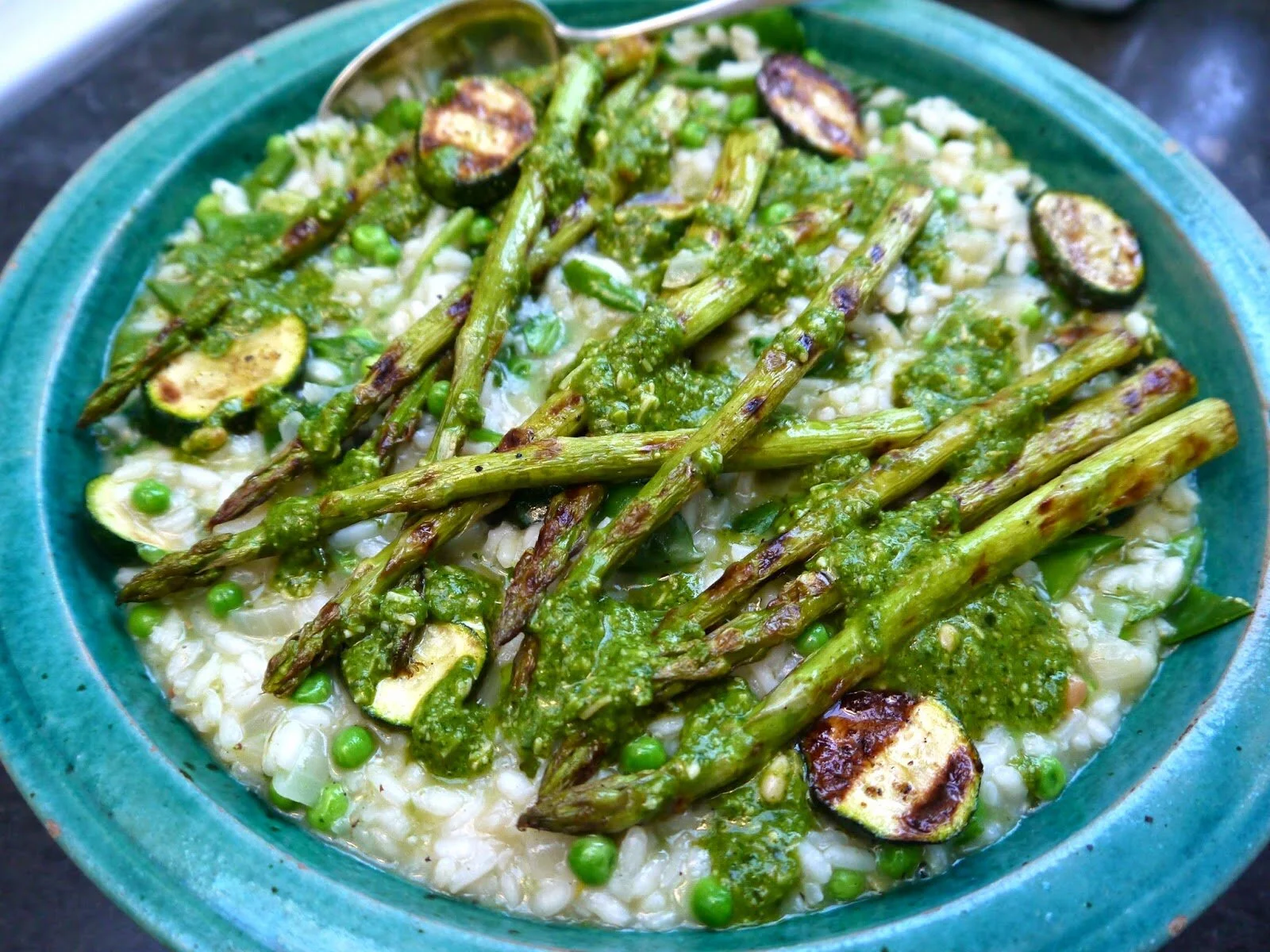 Grilled Summer Veg and Pesto Risotto