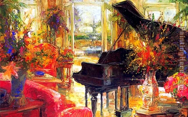 Piano in Living Room in Spring
