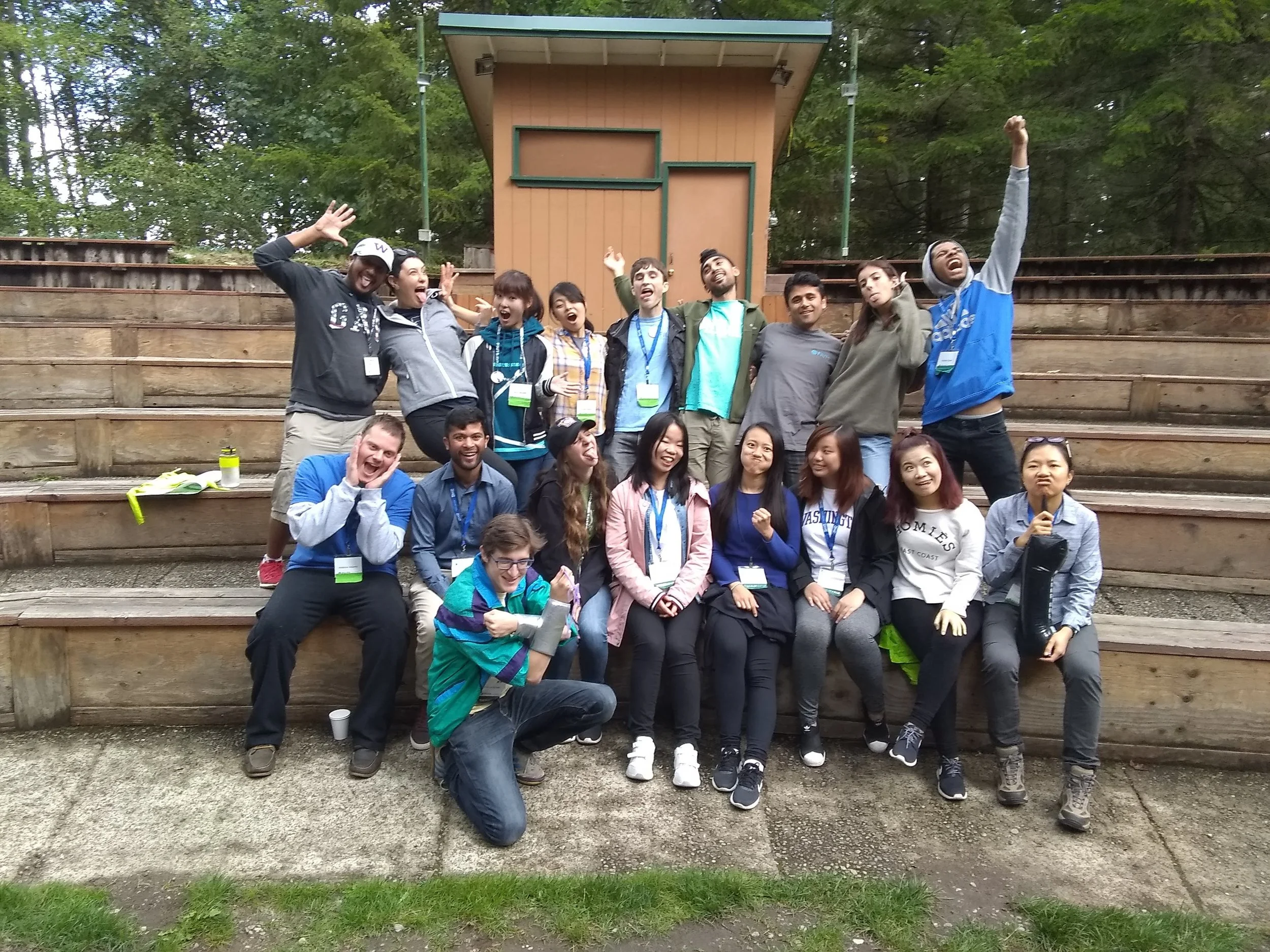 Keivon, far right back row, and fellow facilitators at FIUTS Camp 2018