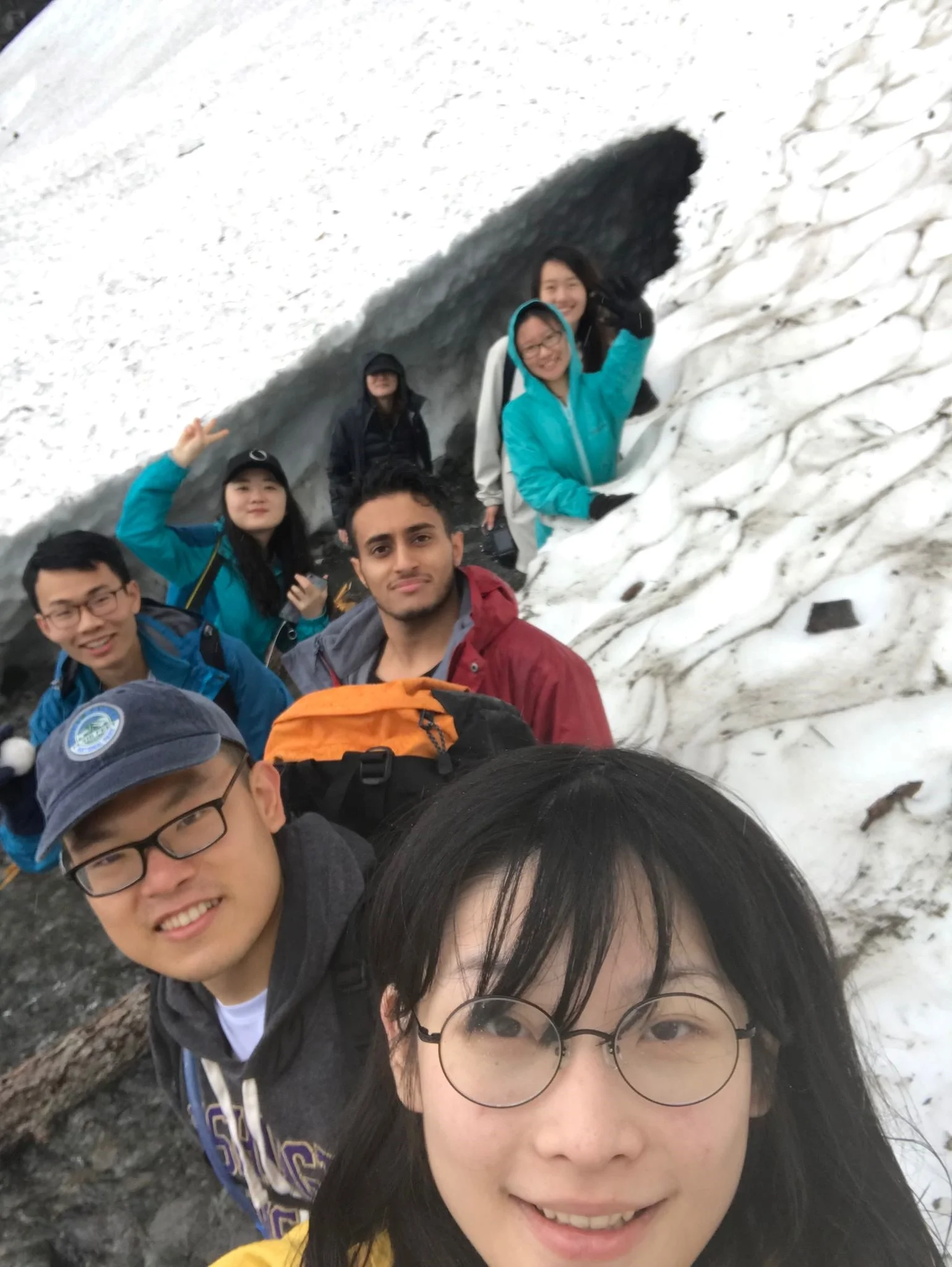 Group selfie at Big Four Ice Caves