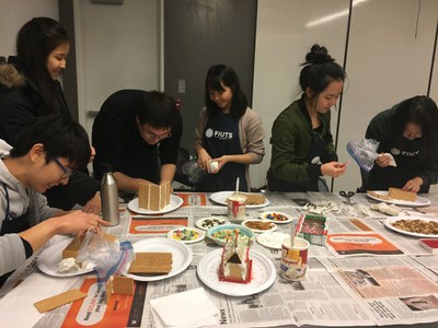 Getting creative at the Gingerbread House Making Event