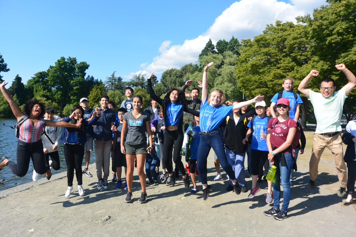 Students by the water