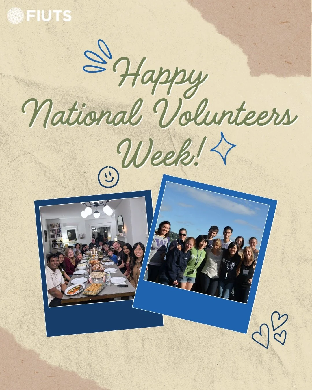 Happy National Volunteer Week! 🌟🌏

We are so grateful for our amazing hosts, facilitators, and trustees. We can&rsquo;t imagine FIUTS without every meal shared, every conversation had, and every time you&rsquo;ve shown up for our community. Thank y