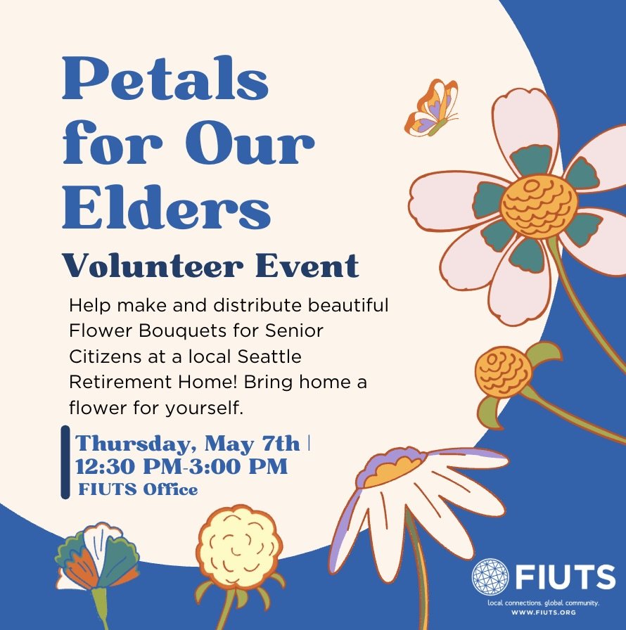 Petals for Our Elders 🌸

Join FIUTS for our volunteer event on THURSDAY (5/7) at 12:30-3:00 PM by helping us make beautiful flower bouquets for senior citizens AND bring a flower home for yourself! 🌼💐 

To sign up, visit FIUTS.org 

#fiuts_nw#univ