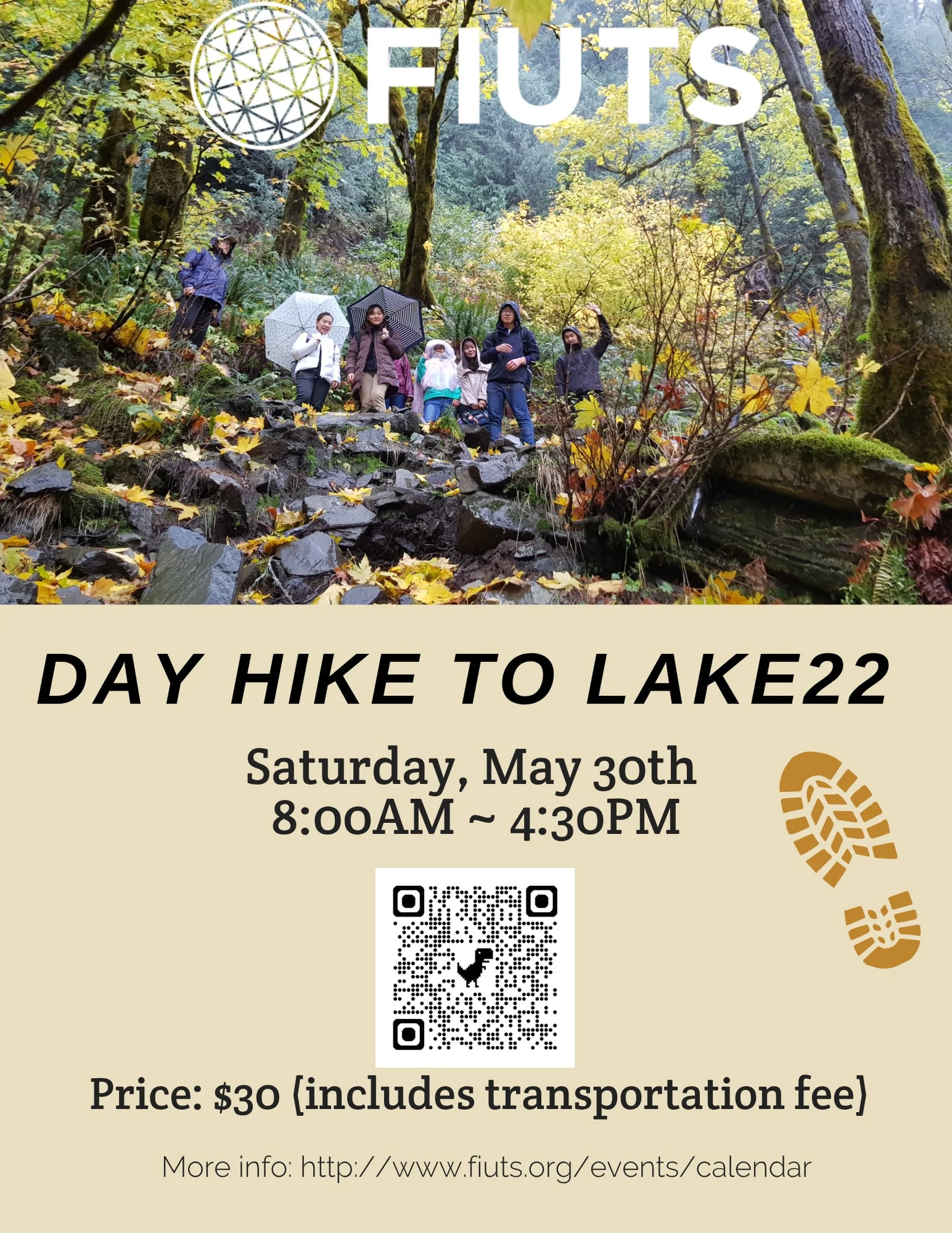 Day Hike to Lake 22 🥾🏔️

Come explore the PNW with FIUTS on Saturday (5/30) from 8:00 AM - 4:30 PM for a day hike to Lake 22! ☁️
Price: $30 (includes transportation)

If you&rsquo;re interested, sign up by visiting FIUTS.org/events/calendar