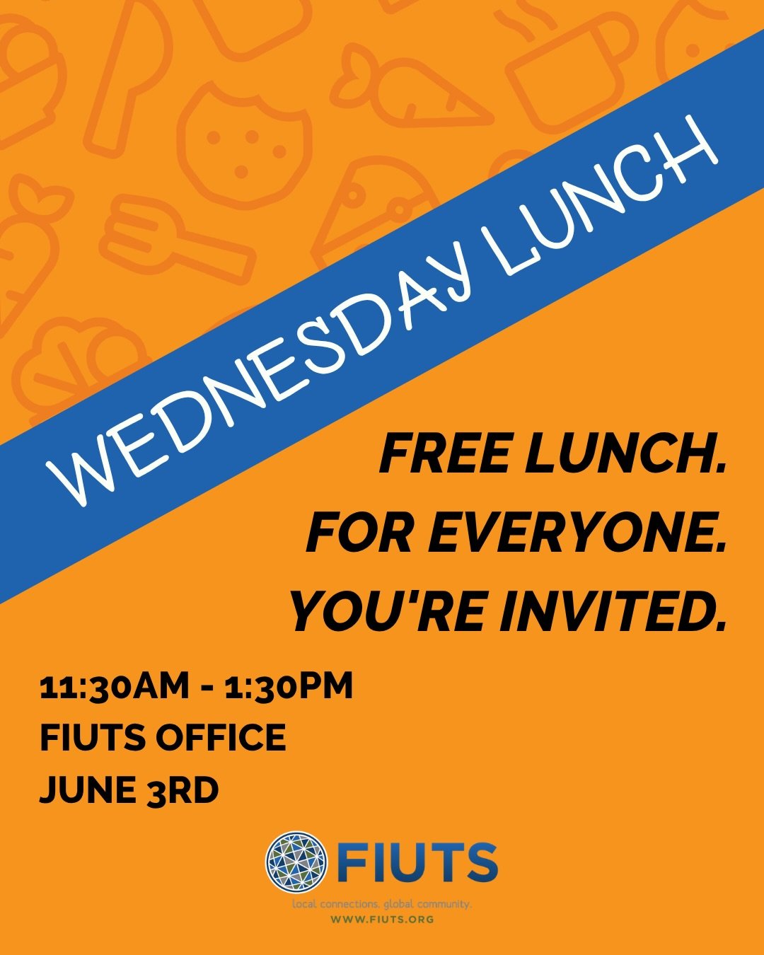 Wednesday Lunch is back! 🍽️😄

Join us on Wednesday, June 3rd, from 11:30AM - 1:30PM at the FIUTS Office for FREE food, fun games, and great conversation with people from all over the world. Everyone is welcome! 🌏 Don&rsquo;t forget to bring your o