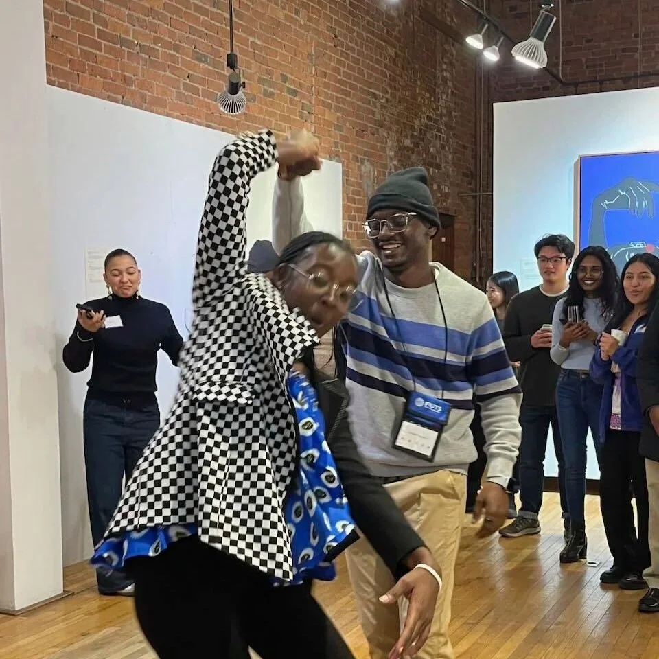 Photo of Daniel Teca and other winter 2025 visiting programs dancing