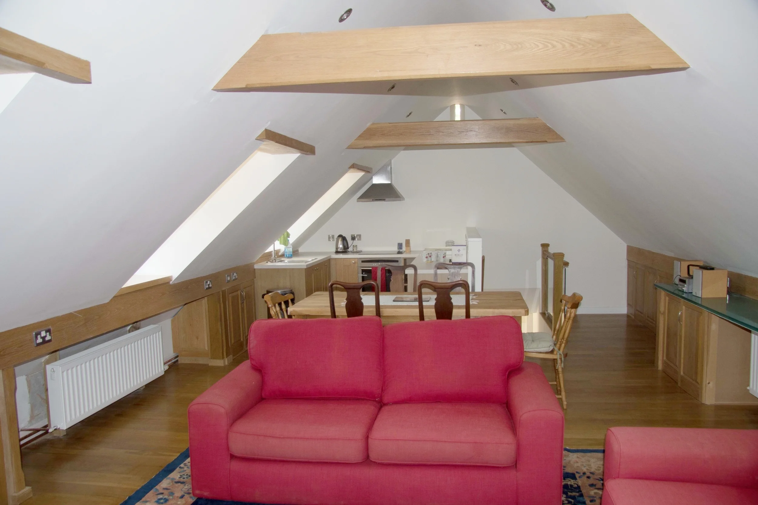 Kitchen and dining area from the lounge