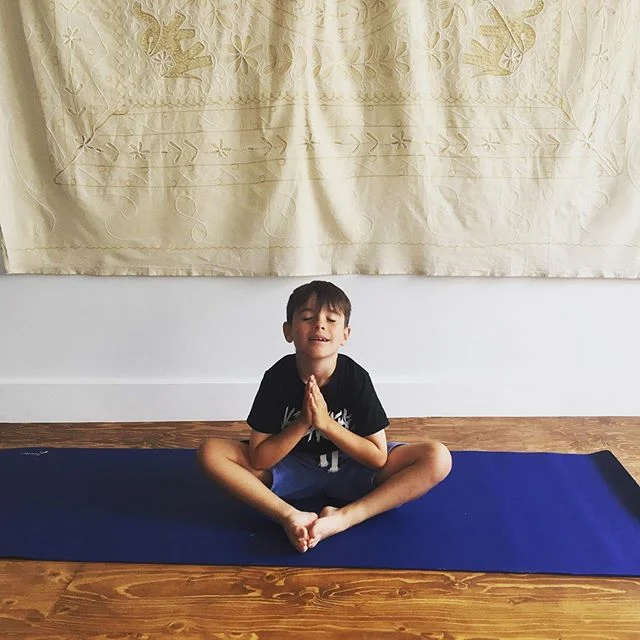 Ekams youngest yogi taking time out of his schools hols to help his mum look after the studio whilst Rosie&rsquo;s on maternity leave. What yoga angels they are! #feelingblessed 🙏🏼 Isaac is sat in Supta Baddha Konasana with his hands in anjali mudr
