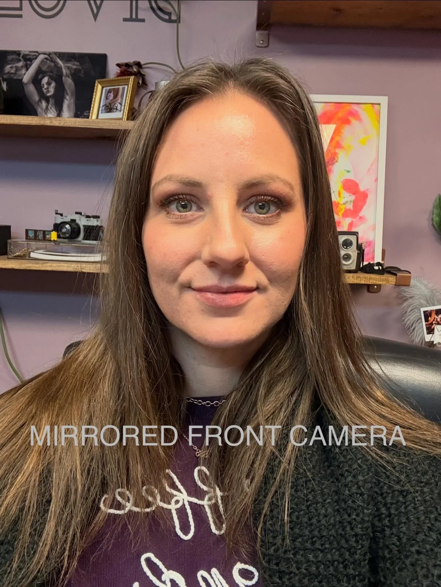 What started as a selfie with Michael recently spiraled into a really interesting conversation about mirror photo settings and how we perceive ourselves versus how other people actually see us.

And it unlocked something that explains so much about w