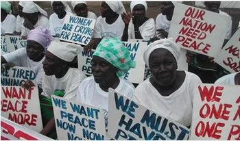 Women protesting for peace in Liberia