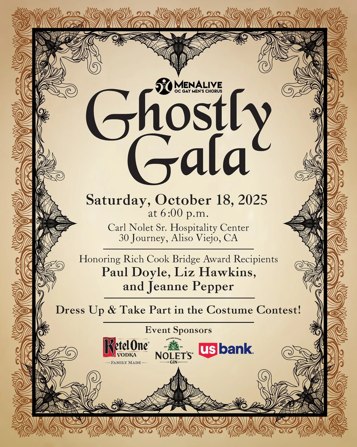 Be there at our GHOST GALA!

Join us on Saturday, October 18, for a hauntingly elegant night filled with live entertainment, spirited cocktails, decadent bites, dinner, and dazzling costumes at MenAlive&rsquo;s annual fundraiser- The Ghostly Gala. Th