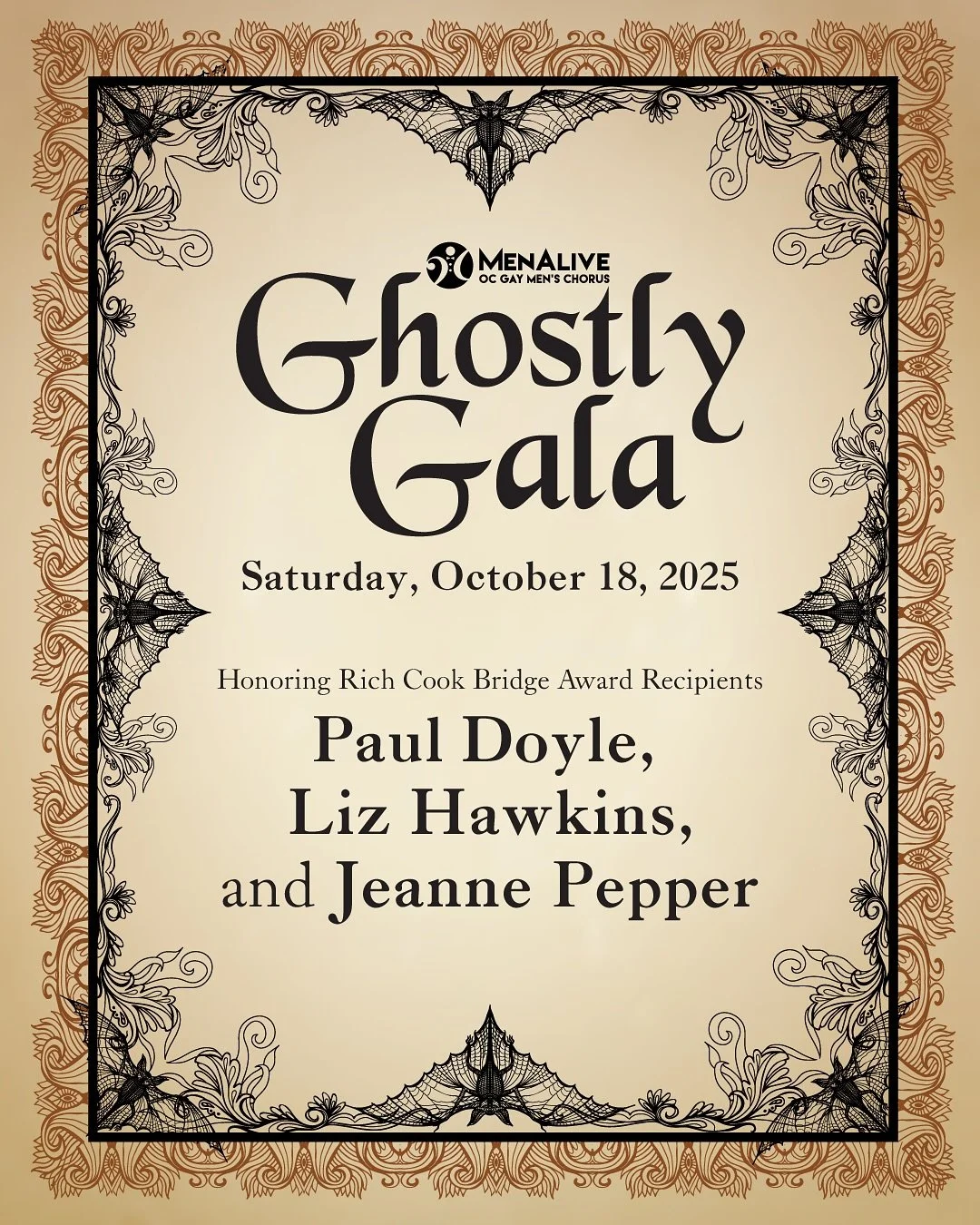 We are excited to announce this year&rsquo;s recipients of the 2025 Rich Cook Community Bridge Awards: 

Paul Doyle
Liz Hawkins
Jeanne Pepper

The Awards will be presented as part of MenAlive&rsquo;s Annual Gala, THE GHOSTLY GALA which will take plac