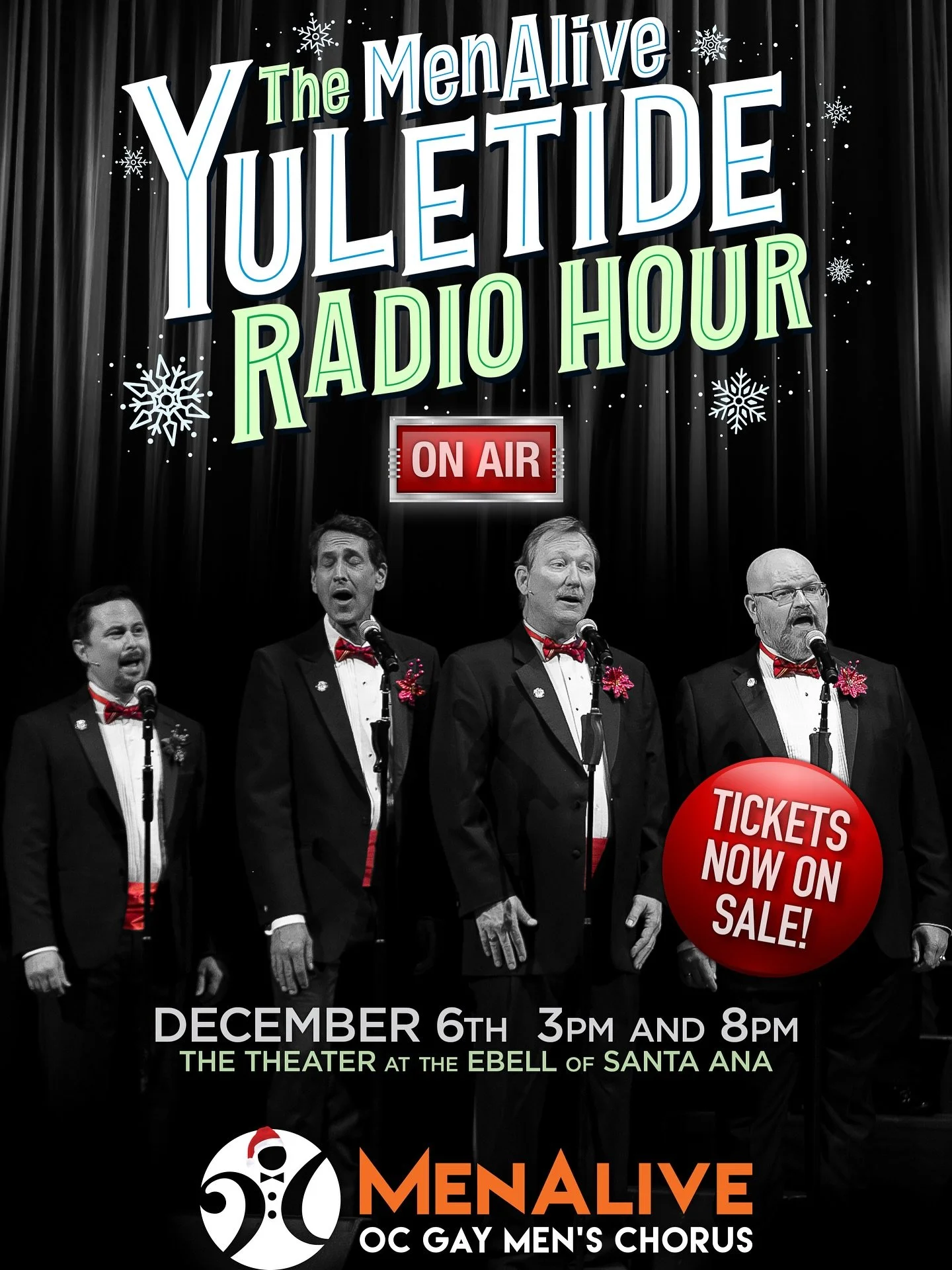 Don&rsquo;t miss our concert filled with Treasured Holiday Classics!

Join MenAlive for the season&rsquo;s most fa-la-la-la-la-bulous live concert broadcast THE MENALIVE YULETIDE RADIO HOUR, coming to you LIVE from our very own KBRR Radio Studios, ho