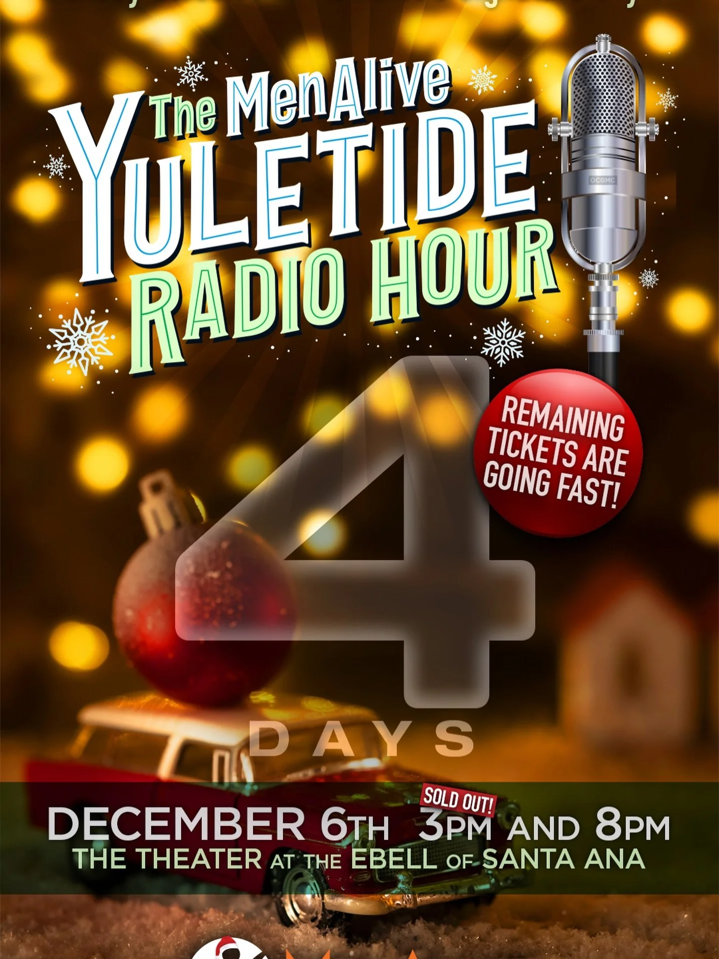 Our next concert debuts in just 4 Days!

Join MenAlive for the season&rsquo;s most fa-la-la-la-la-bulous live concert broadcast THE MENALIVE YULETIDE RADIO HOUR, coming to you LIVE from our very own KBRR Radio Studios, home to holiday hits and festiv