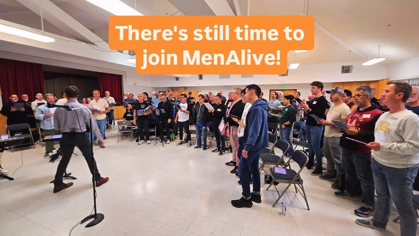 You should come sing with MenAlive! 🎶 Our rehearsals tomorrow and next Tuesday are also Open Auditions. 🏳️&zwj;🌈 This is a show and a season you don't want to miss! 

DM us for details, check out the link in our bio, or visit ocgmc.org/join-menali