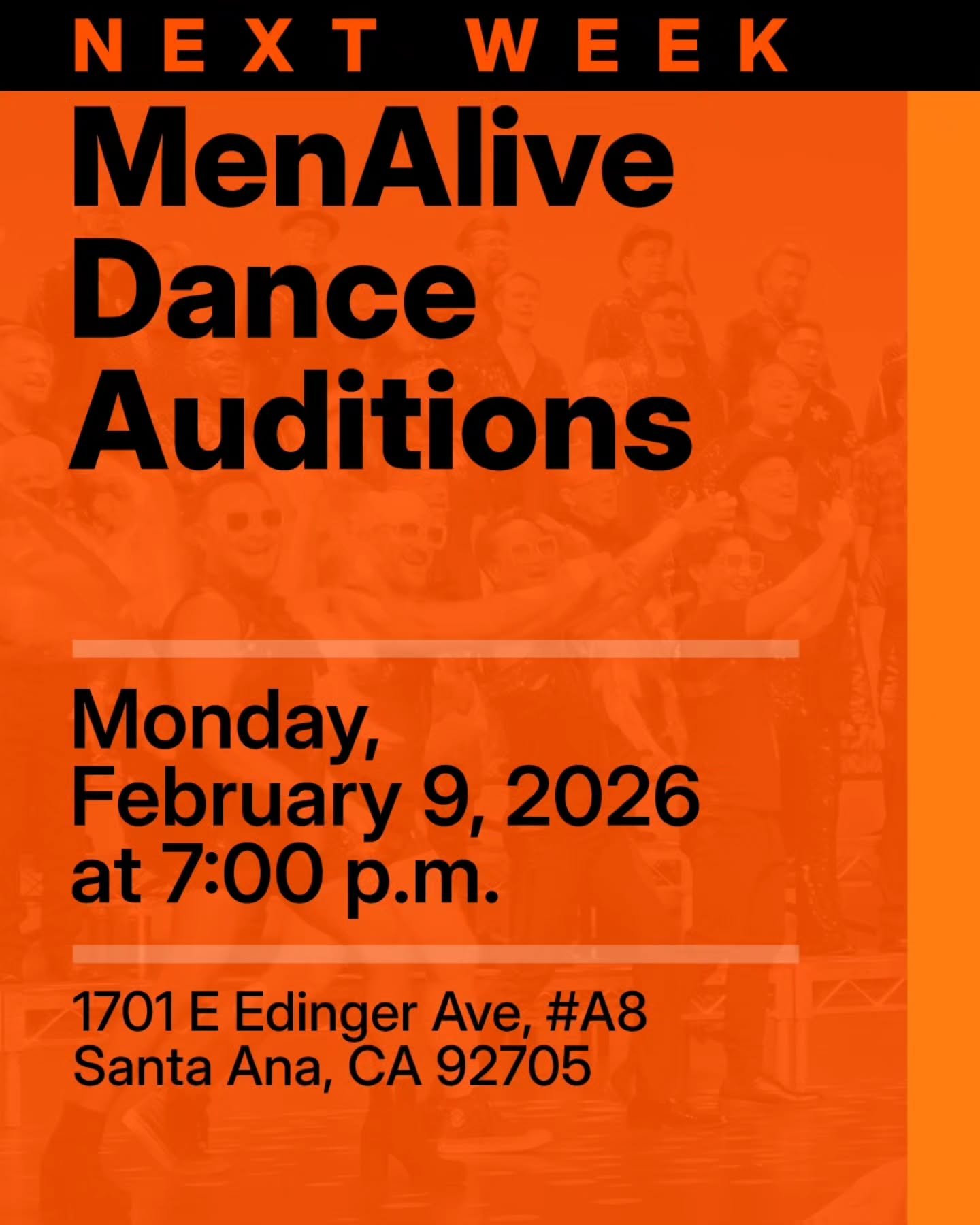 Come dance with MenAlive for our upcoming show, MenAlive 25: Find Your Voice. 🎶 From seasoned performers to first time in the spotlight, we want to see what you bring to the dance floor. 

DM us for details. Or check out our blog at ocgmc.org or cli