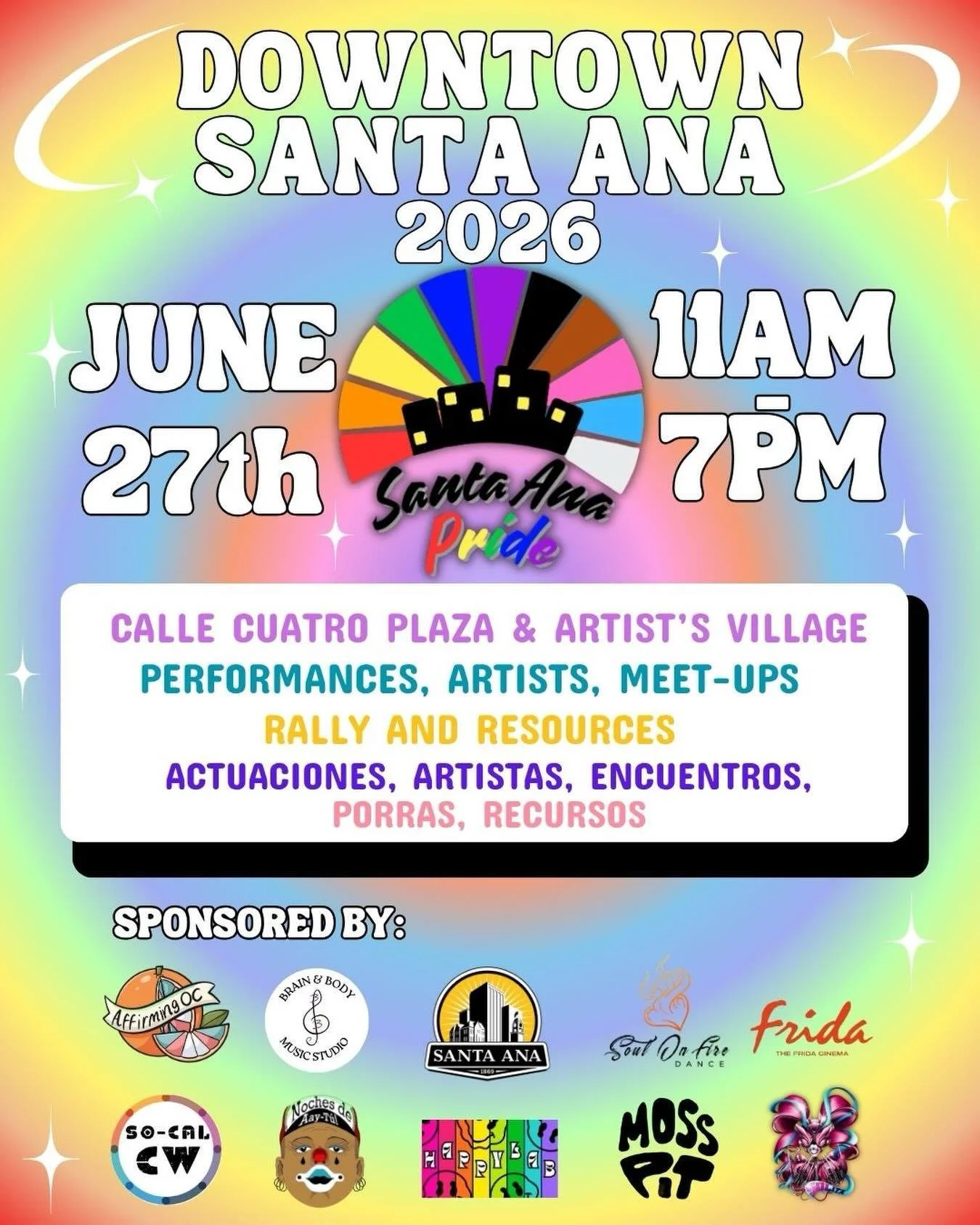 Get ready for Santa Ana Pride on Saturday, June 27 in downtown Santa Ana! There will be something for everyone, including musical performances (including MenAlive), artists, resources, and so much more. Join @bb.musicstudio, @soul_on_fire_dance , @af