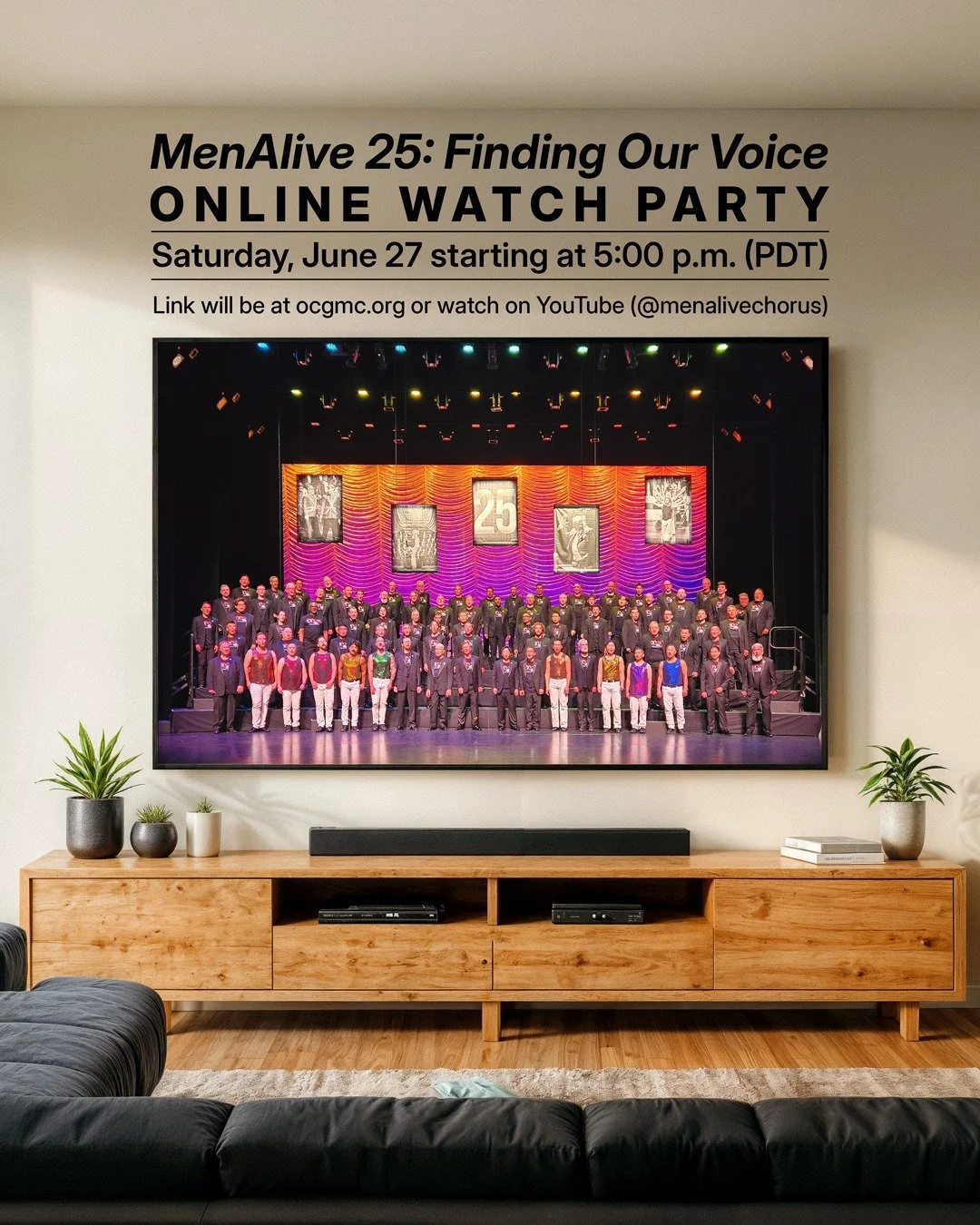 We're hosting a FREE online watch party of MenAlive 25: Finding Our Voice this Saturday, June 27, starting at 5:00 p.m. (PDT), after Santa Ana Pride winds down. No tickets, no registration. Just pour yourself something, get comfortable, and let the m
