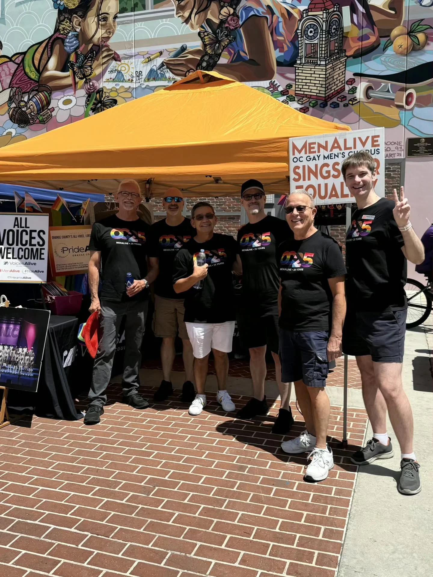 We're here at Santa Ana Pride!!! Stop by our booth and say hi. Remember that @menalivechorus will be performing at 1:00 p.m.  Learn about @pridealiveoc today too! We can't wait to see you. 

#santaanapride #orangecounty #menalive #community #pridemon