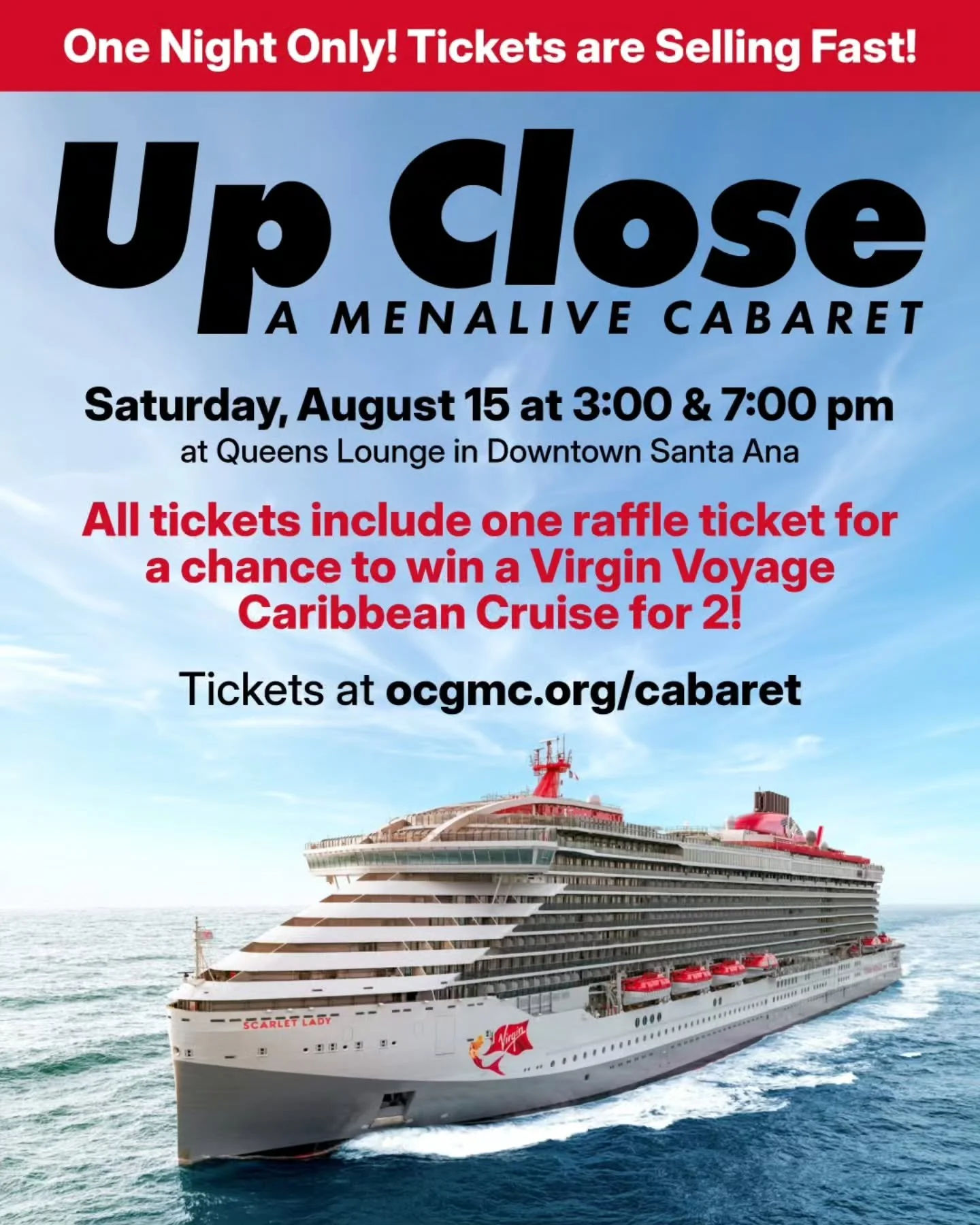 Get UP CLOSE with us in the next chapter in the MenAlive Cabaret series this Saturday, August 15 at @queensloungeoc in downtown Santa Ana. Two shows... 3:00 and 7:00 pm. Tickets are going fast! 

All tickets include one raffle ticket for a chance to 