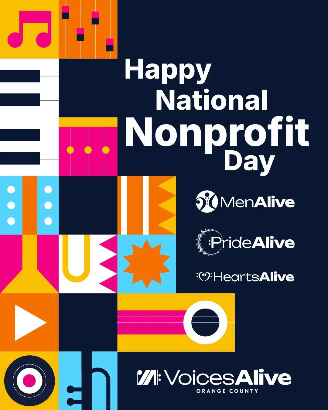 Today, we're celebrating National Nonprofit Day... a time to celebrate the vital contributions nonprofit organizations make to the communities they serve. @voicesaliveoc, along with @menalivechorus, @pridealiveoc, and HeartsAlive are proud to serve (