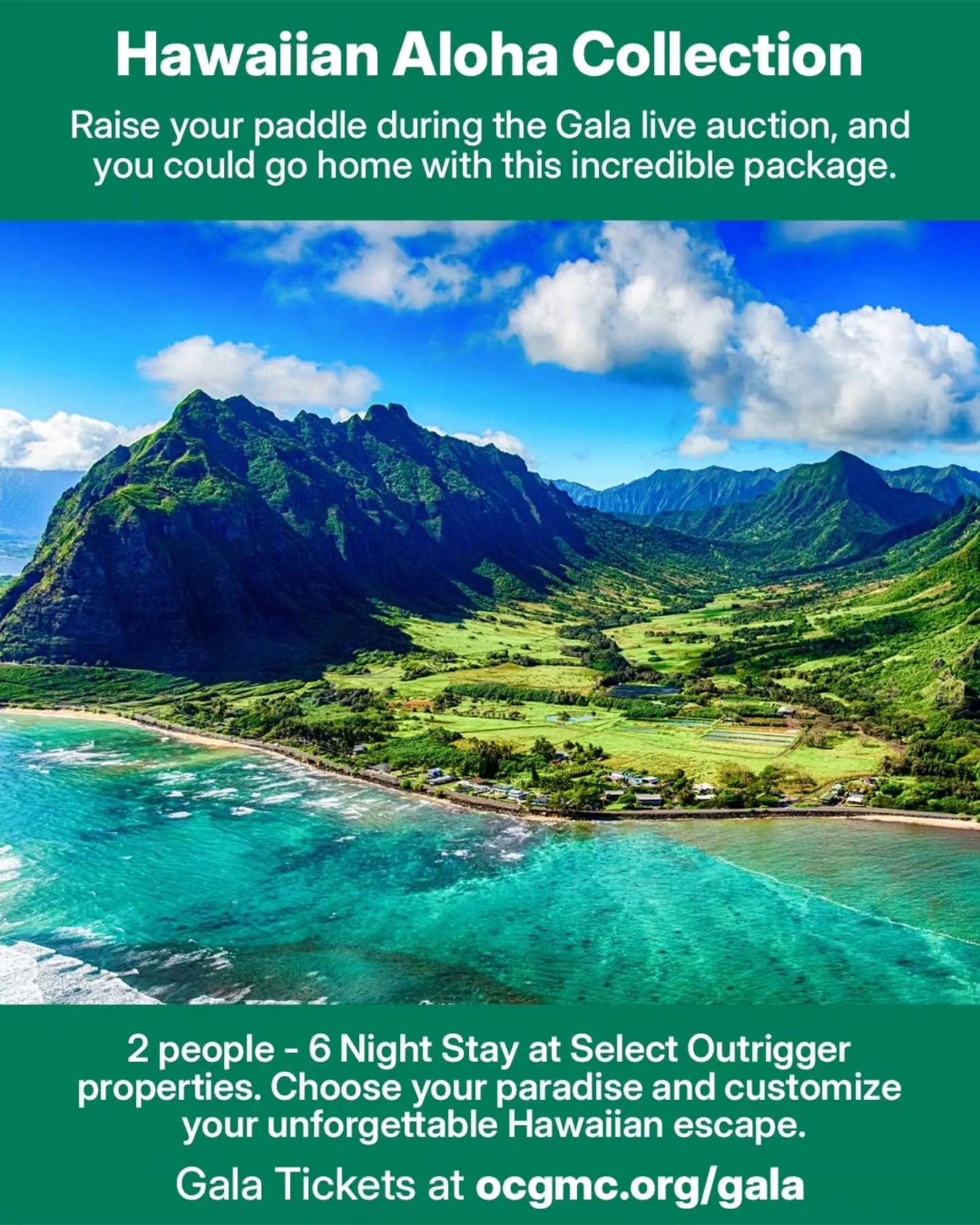 A Hawaiian Getaway!!! 🥥🌴

The Aloha Collection that includes a 6 night stay for two people at select Outrigger properties. Stay at one property or mix it up. The choice is yours. 

The VoicesAlive gala on October 3 is a chance to celebrate 25 years