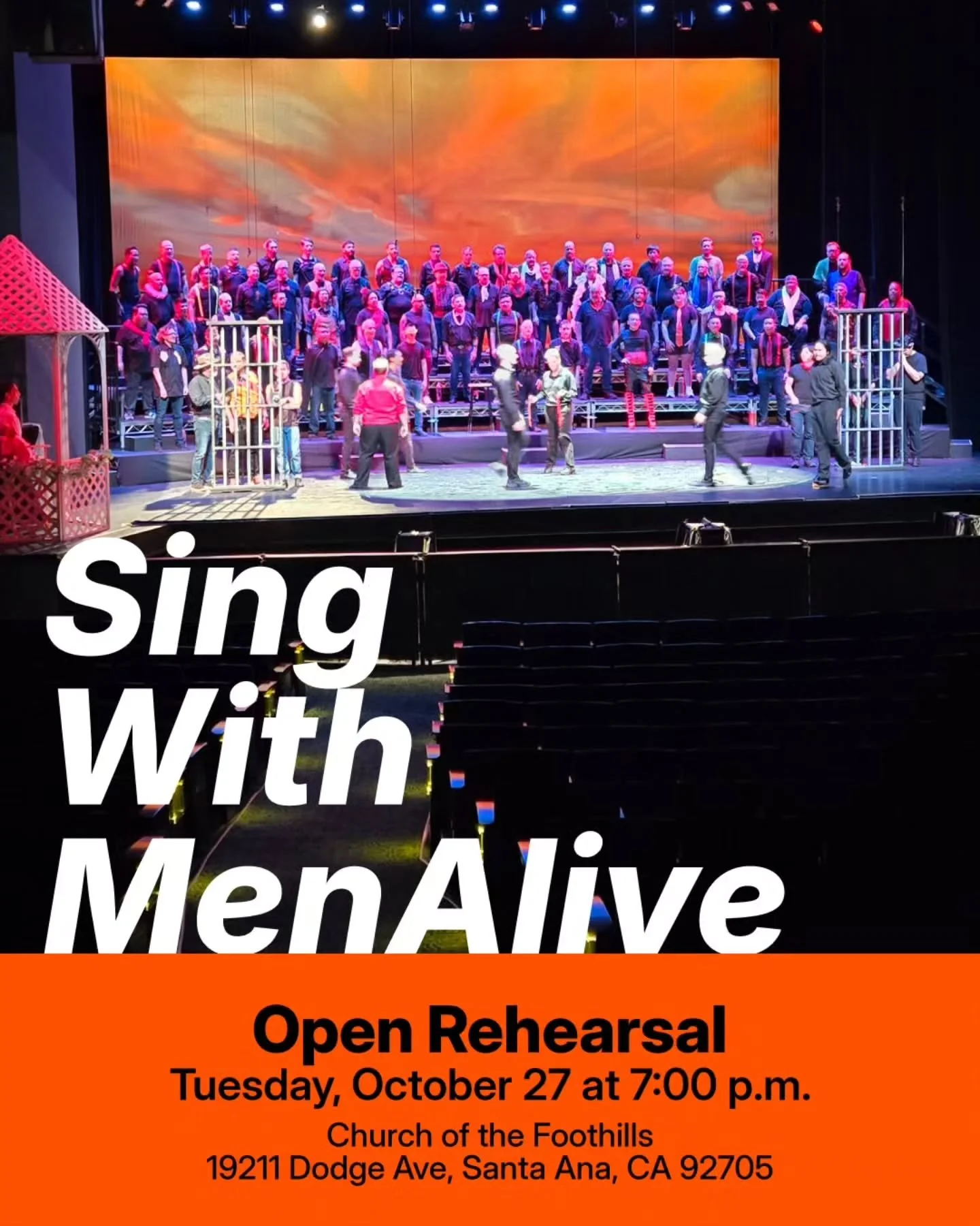 Come sing with @menalivechorus for our upcoming holiday concert, Holidazzle! This open rehearsal is your only chance to join us for this show, so join us this Tuesday, October 27 at 7:00 pm at the Church of the Foothills in Santa Ana. 

Stop by ocgmc