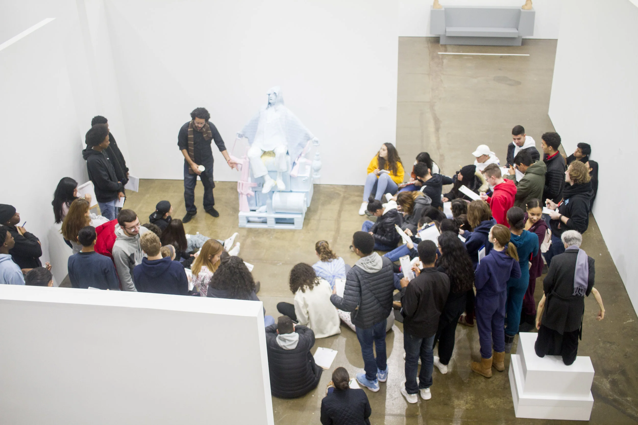 Poet Nick Powers with Young Docents at Hudson Valley MOCA, 2019