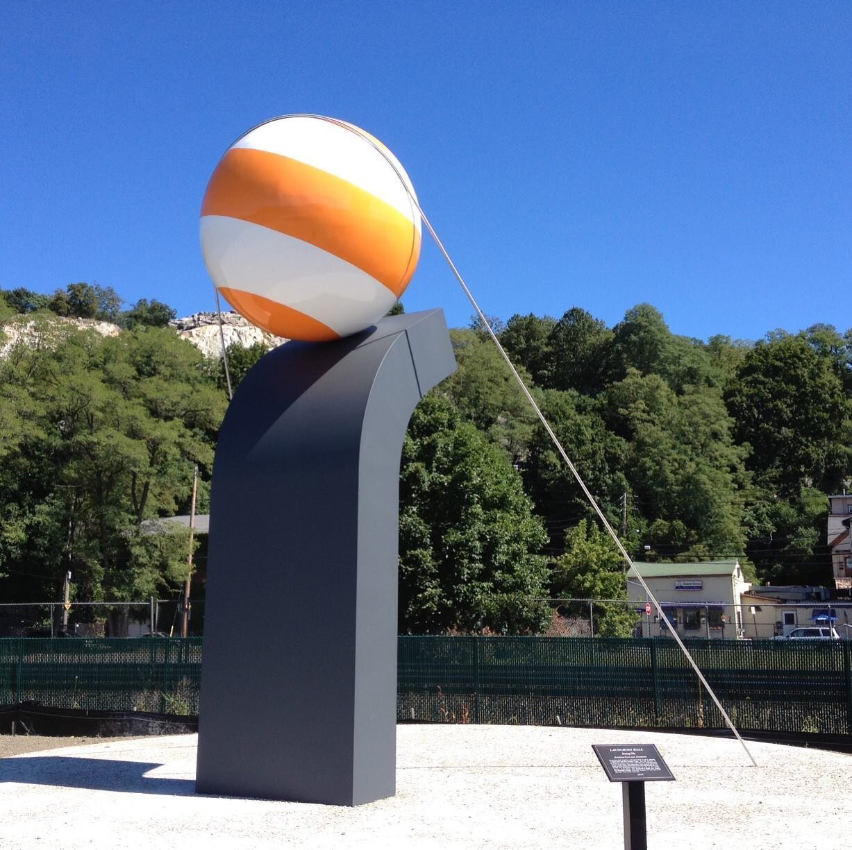 Perfect mood for this #memorialdayweekend - see it on the Peekskill Sculpture Trail. &lsquo;Launching Ball&rsquo; by Jong Oh