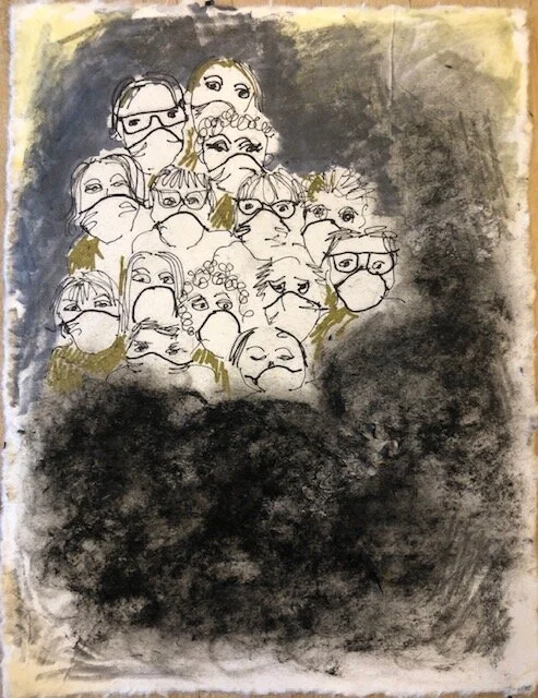 Consumed with Covid..6” x 8” Charcoal, ink.jpeg