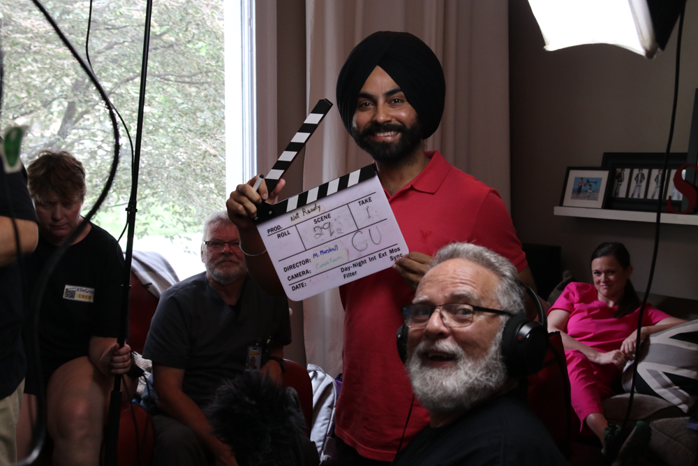 Amardeep Devgan on movie set of Not Ready with Don Hickey iFilmGroup.png