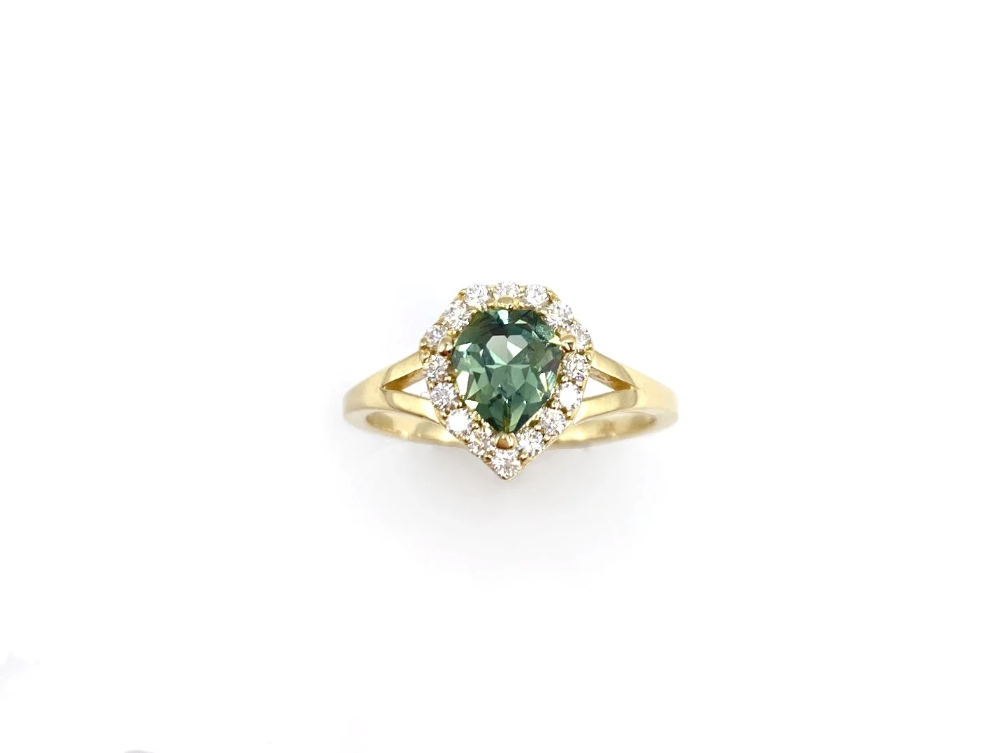Montana Sapphire with diamond halo