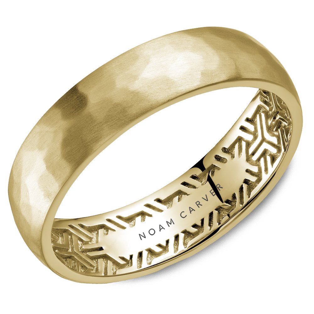 Mens Hammered Gold Wedding Band