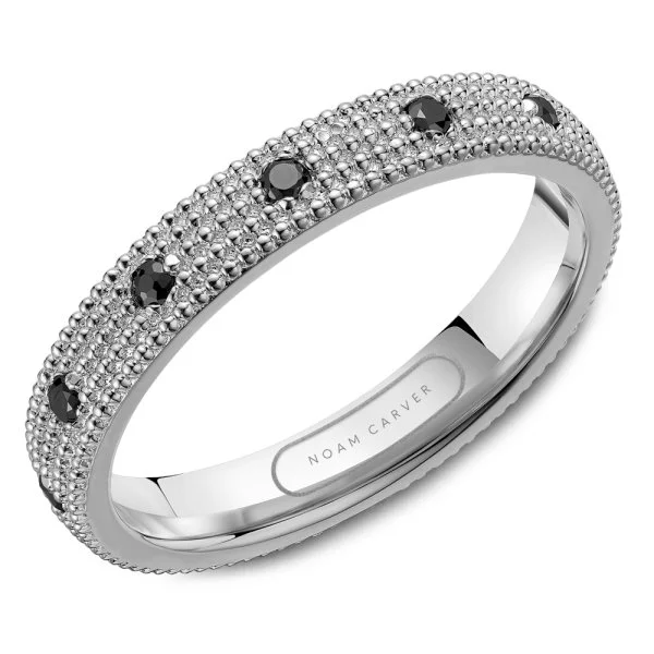 Mens Black Diamond Wedding Band