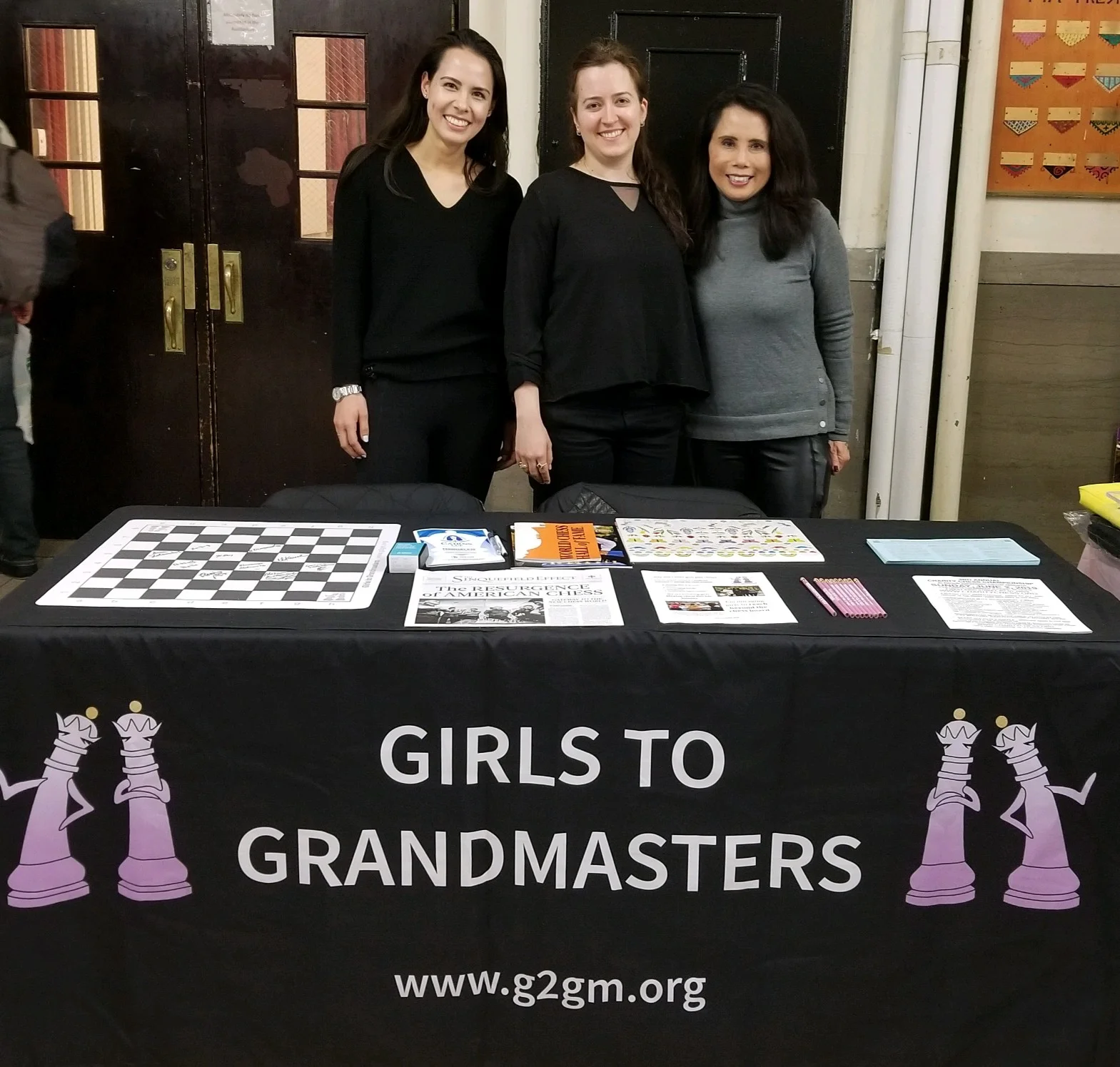 Karsten, Grandmaster Irina Krush, and VP Kimberly at the All Girls NYC Chess Championship, hosted by Chess in the Schools.