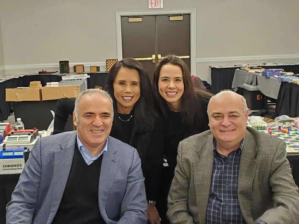  VP Kimberly &amp; Karsten with former World Champion and Grandmaster Garry Kasparov and FIDE Senior Trainer and Master Michael Khodarkovsky 