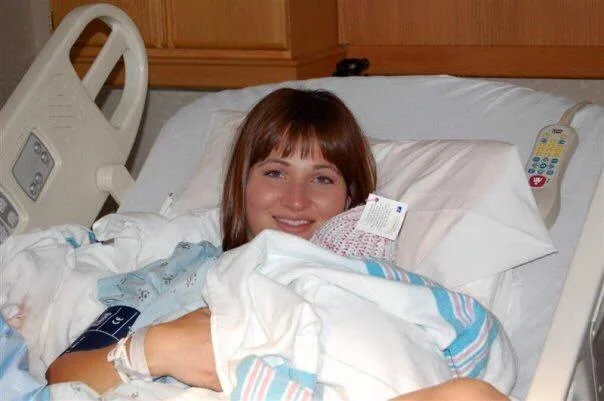 Sarah after giving birth to her second child.