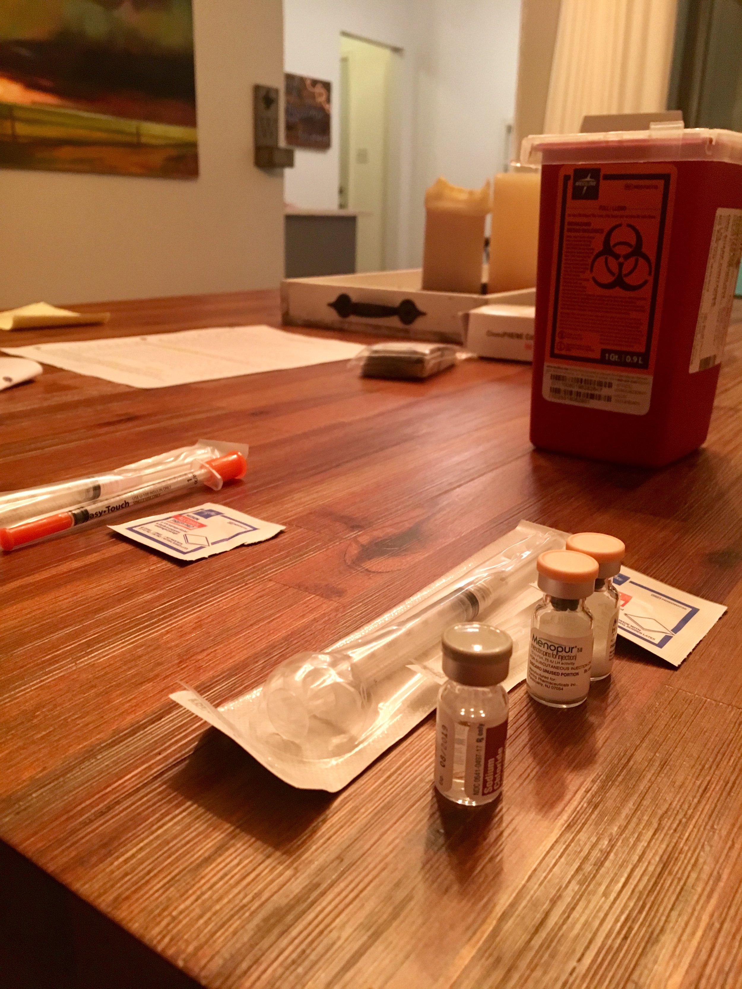 The first day of medications, set out the night before.