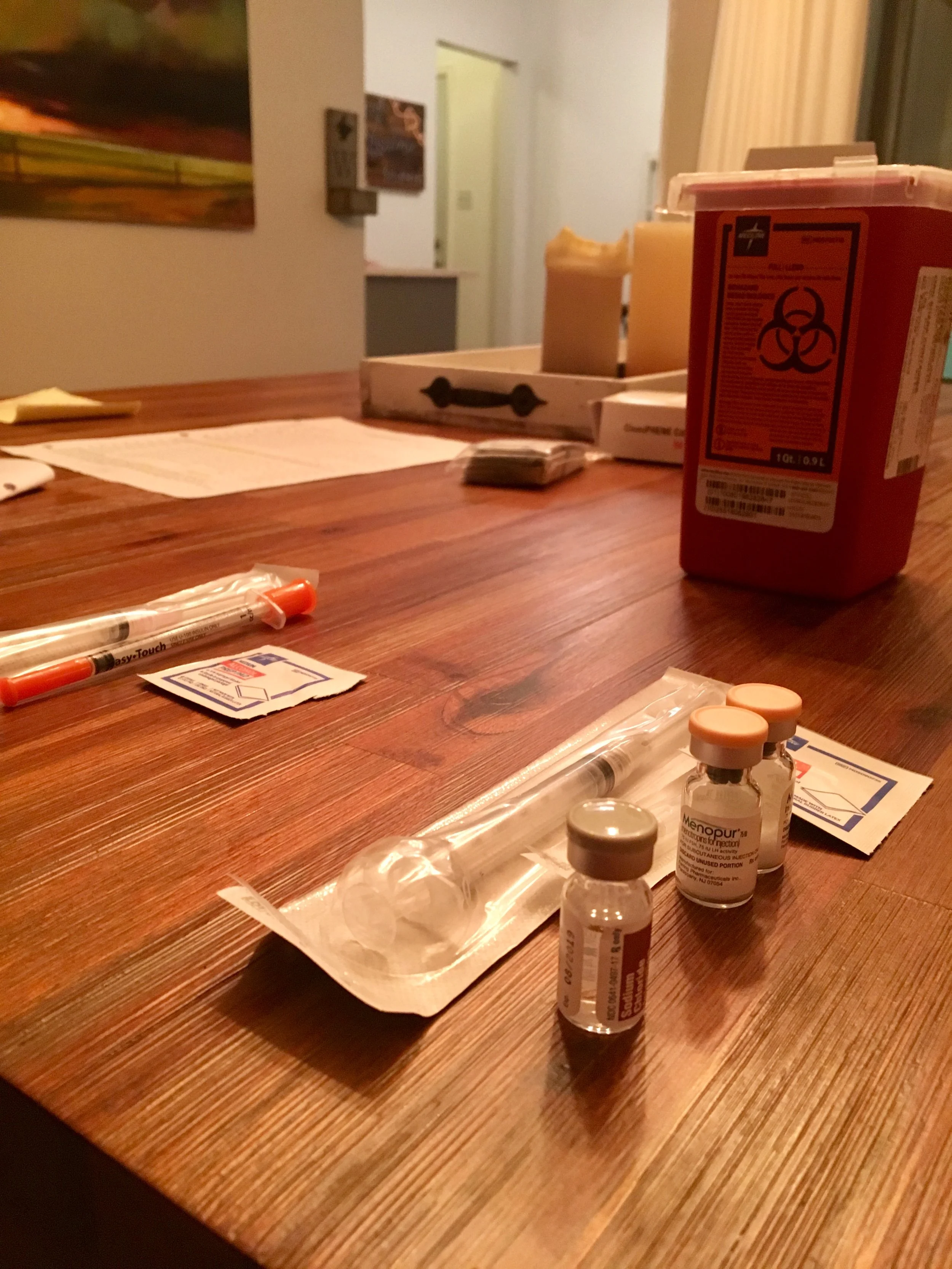 The first day of medications, set out the night before.