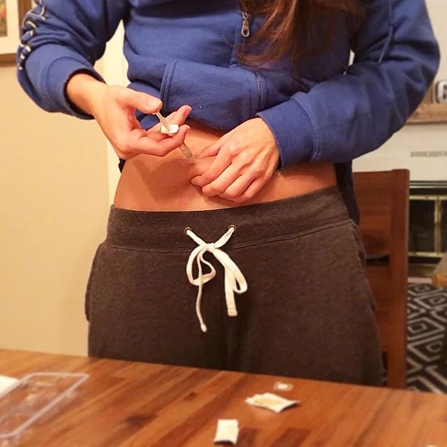 Me, being a badass, injecting myself.