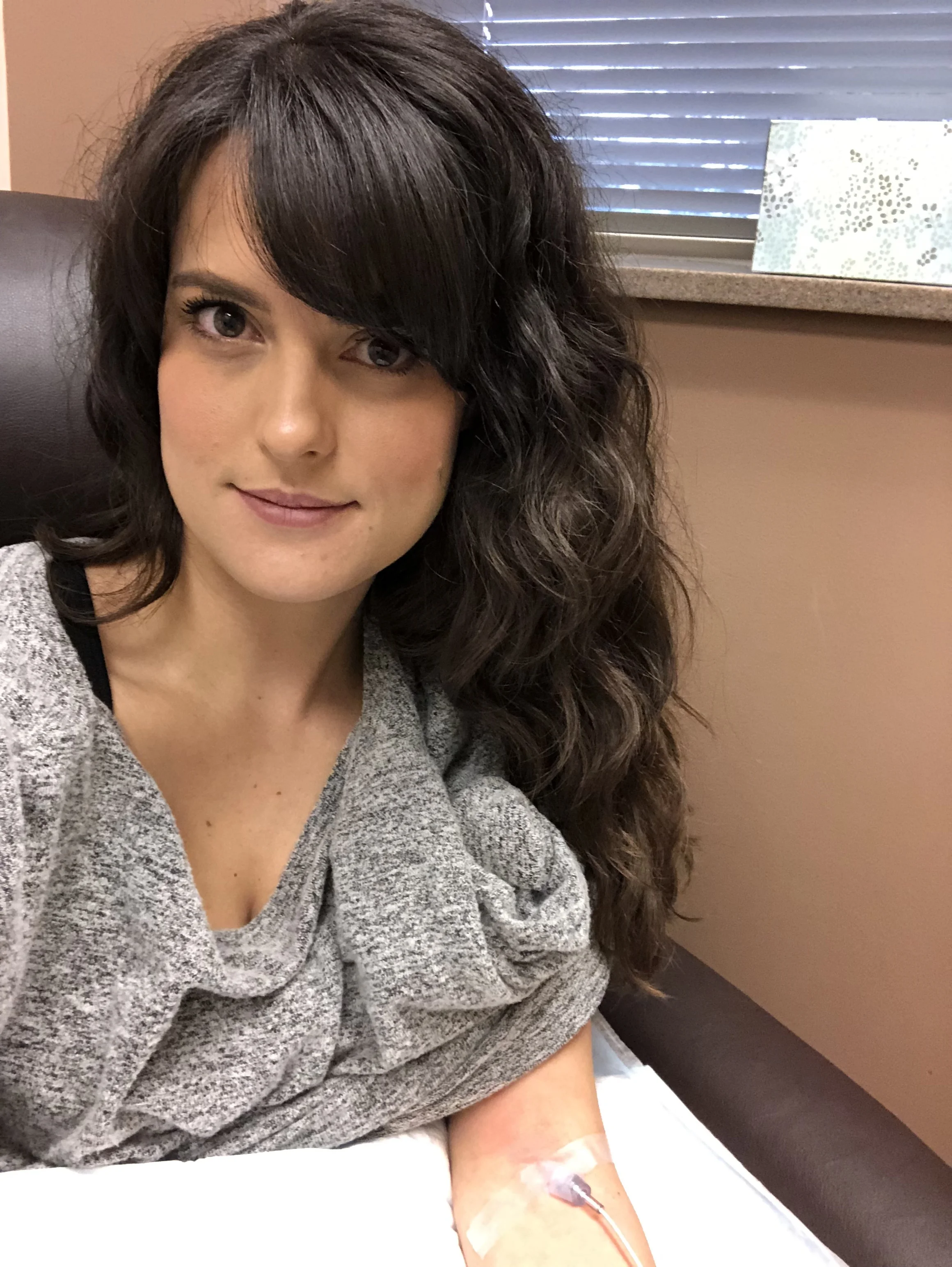 Feeling like a peaceful cucumber during my Intralipid infusion in early February.