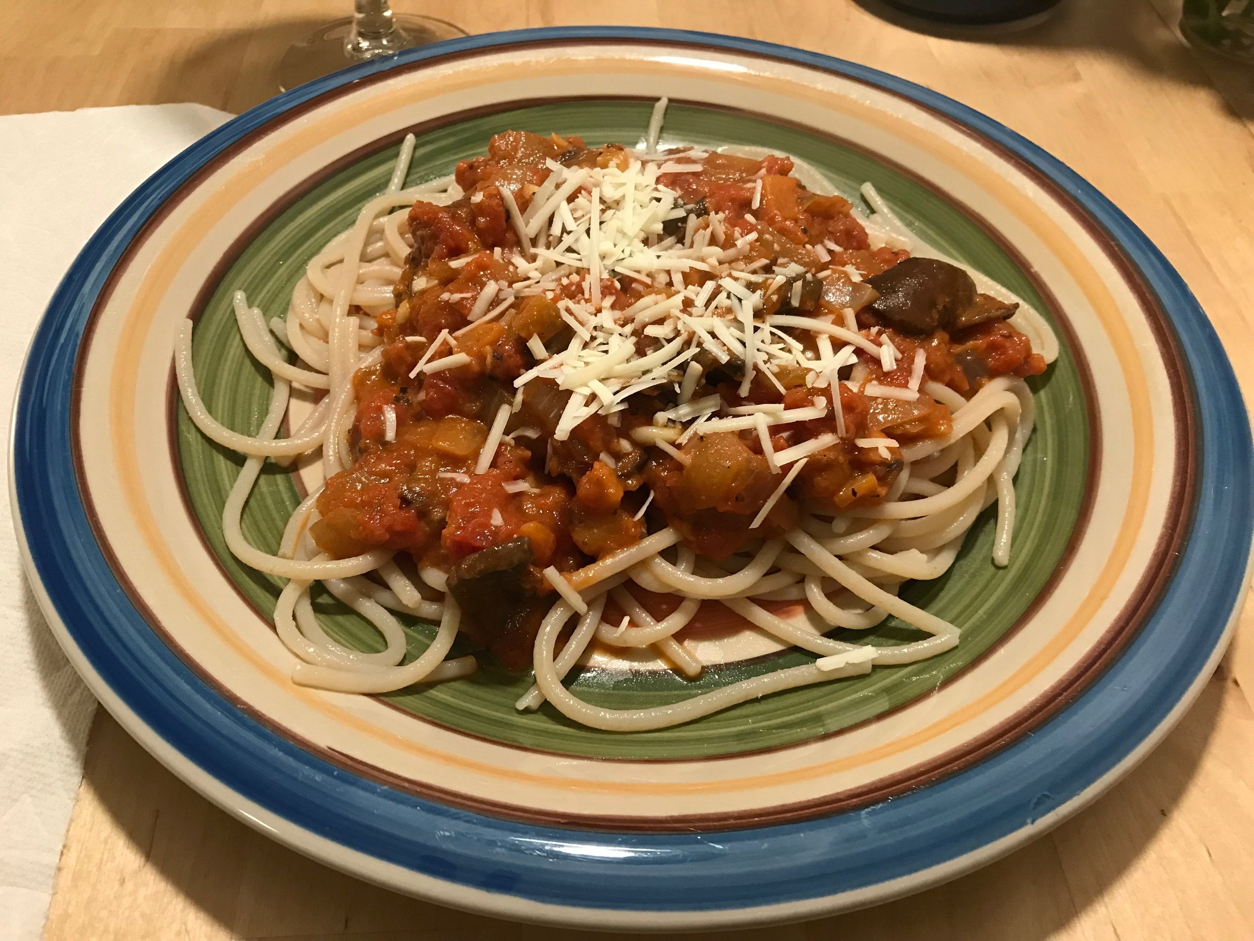 My giant plate of spaghetti tonight.