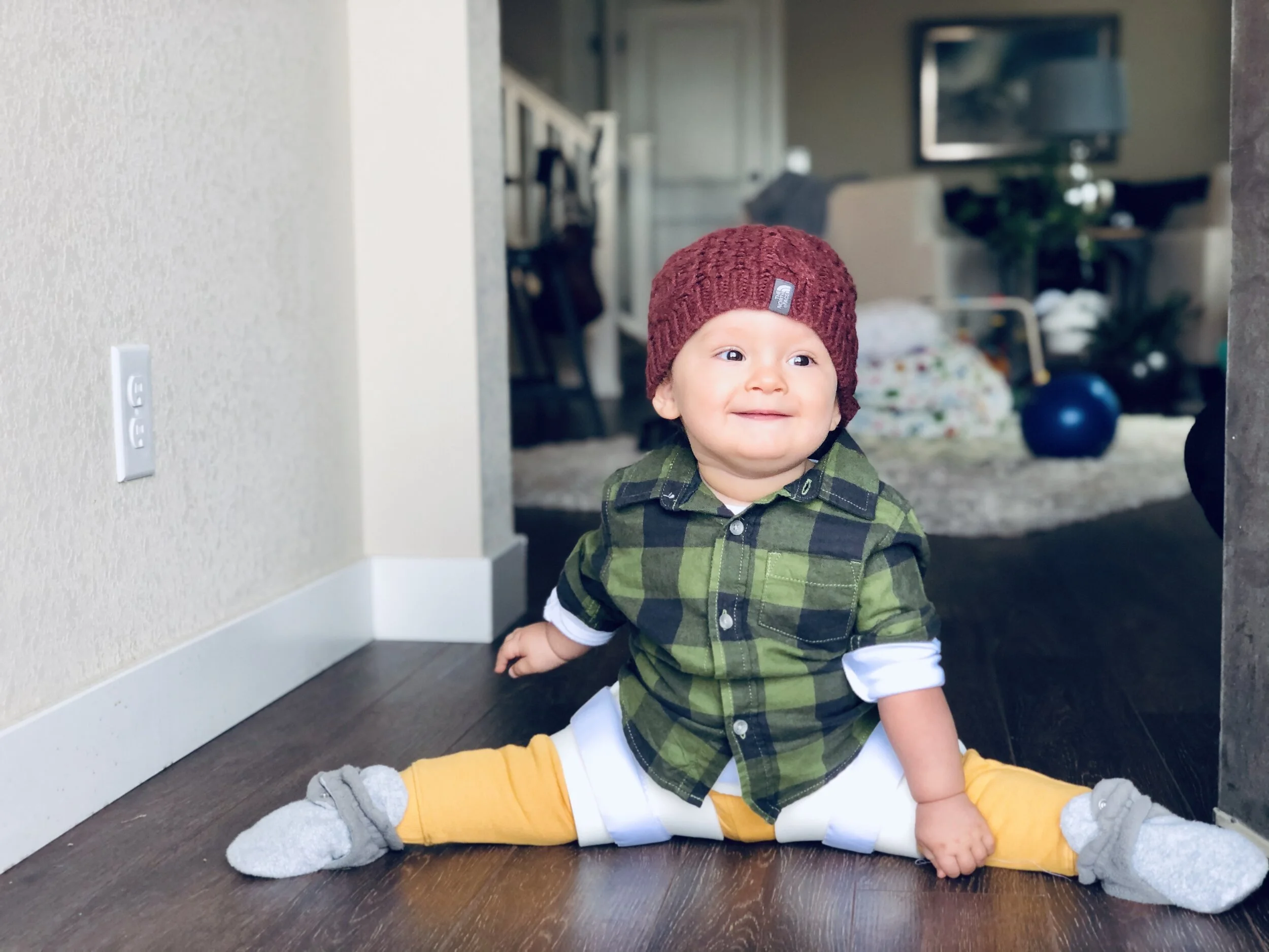 Baby in his new brace - super flexible!