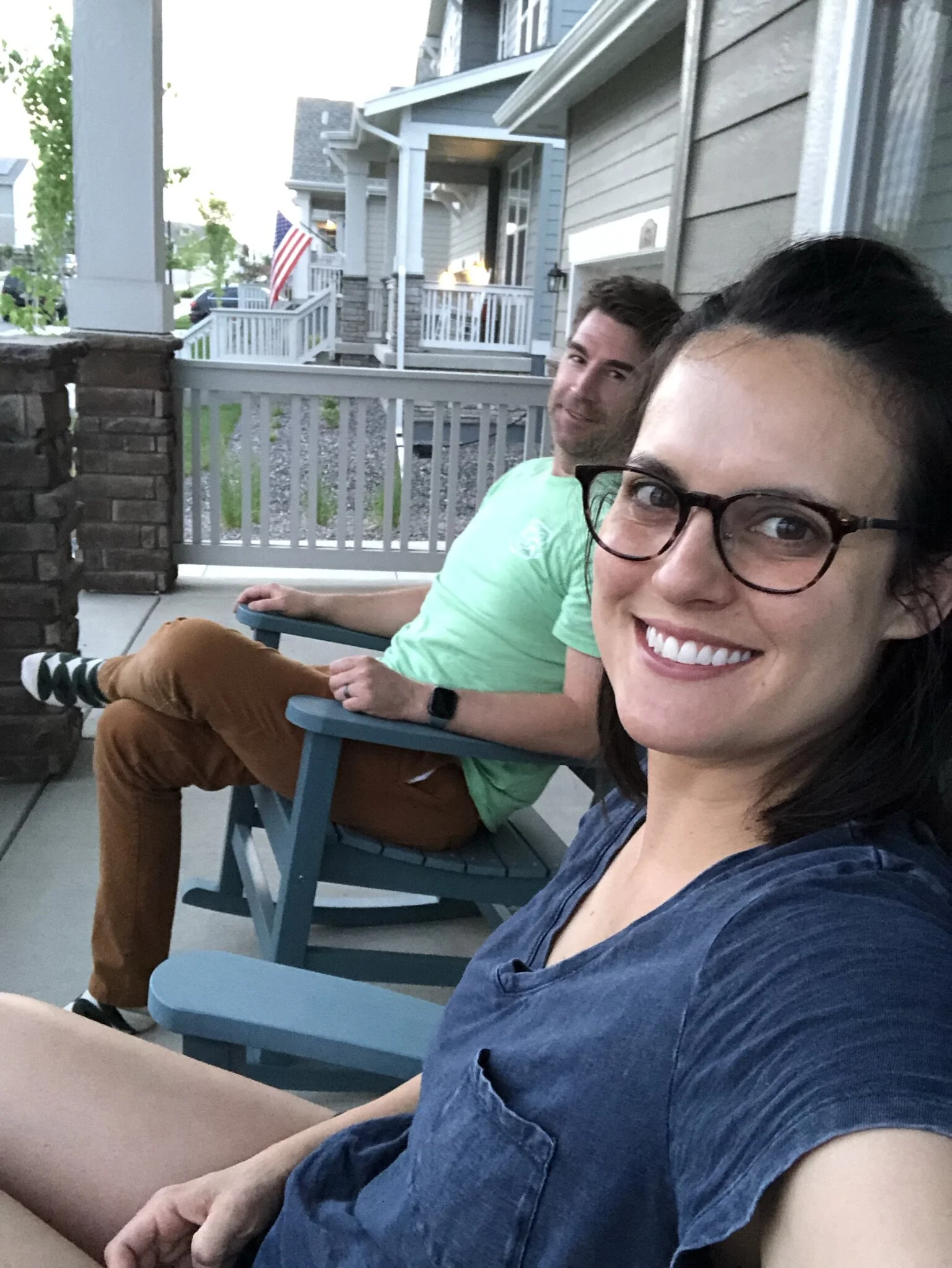 Living true to one of my main values: family. Front-porch-rocking with my husband. No make-up. Not a trace of “cool-ness.” Just us.