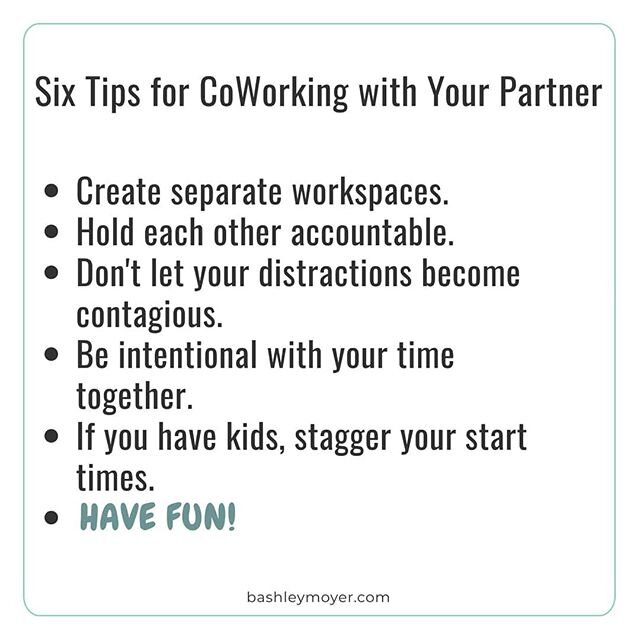 Sharing an office with your partner all of a sudden?
.
We are having to remind ourselves of the 2.5 years we shared an office. It was very unforeseen circumstances as well.
.
We learned a few things in that time that are serving as great reminders to
