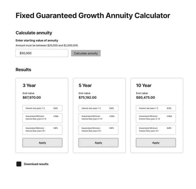 Version 1 of calculator wireframe