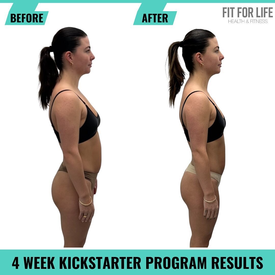 How did Katie get these results?!👇🏼

By committing to her health &amp; our 4 Week Kickstarter Program 🔥

Down 1.9kgs on scales
Down 3cms off chest &amp; back 
Down 4cms off navel 
Down 2cms from hips 

In only 4 weeks.. while not starving herself,